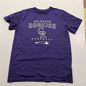Nike DriFit Colorado Rockies Short Sleeve Tee Shirt Mens Medium Purple Athletic